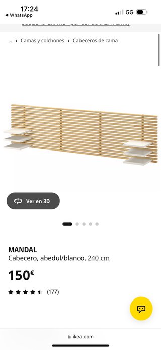 Cabecero Ikea Mandal 240cm