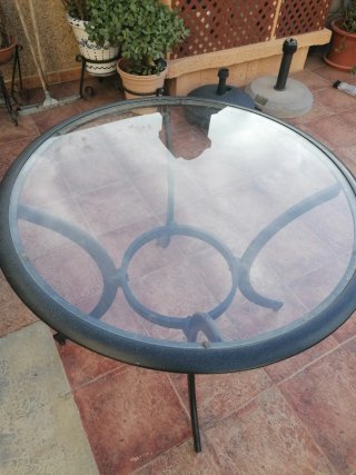 Mesa Redonda de Cristal para Patio
