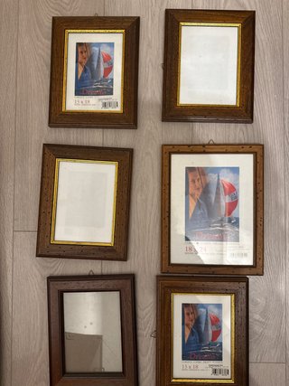 Lote de 6 marcos de madera con cristal – Vintage