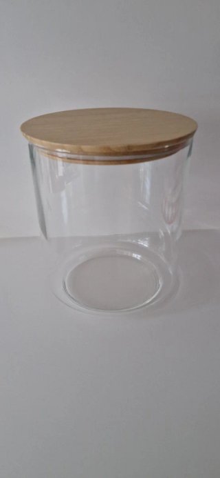 Bote de cristal con tapa de bambú IKEA
