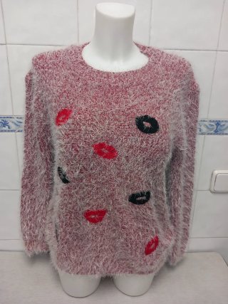 Jersey de punto con estampado de labios