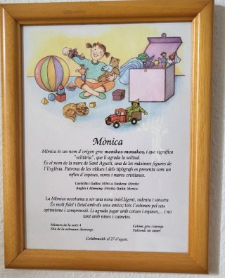 Regalo Cuadro decorativo con el nombre Mònica