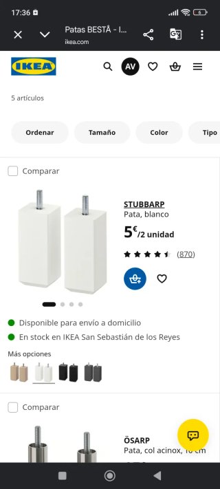 2 Patas IKEA STUBBARP Blancas