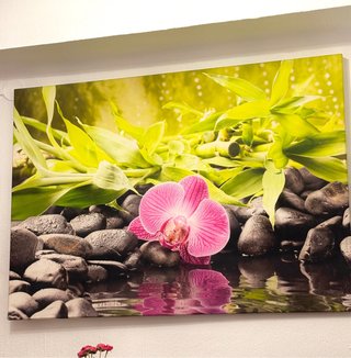 Cuadro decorativo con orquídea y bambú