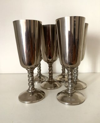 Lote 6 copas metal plateado Roma S.L Madrid