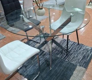 Mesa Redonda de Cristal Templado 120 cm