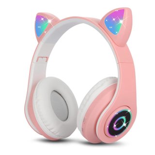Auriculares Bluetooth Orejas de Gato LED Rosa