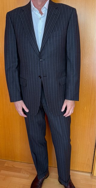 Traje PAUL ZILERY gris con rayas moradas