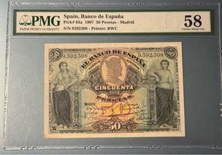 Billete 50 Pesetas 1907 PMG 58