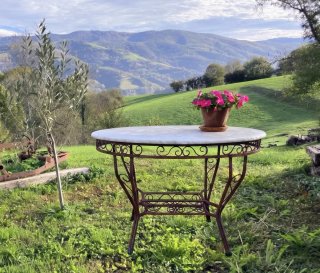 Mesa de Jardín de Forja y Mármol