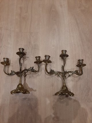 2 Candelabros de Bronce Antiguos