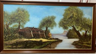 Cuadro Pintado a Mano Paisaje Rural