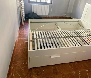 Cama IKEA BRIMNES con cajones + Somier LÖNSET
