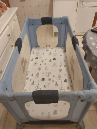Cuna de viaje plegable azul