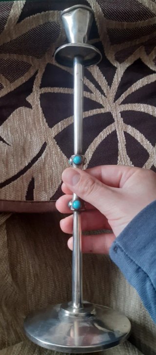 Candelabro de Plata de ley con Turquesas