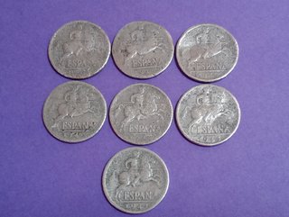 7 MONEDAS DE 10 Cts. 1945 ANTIGUAS.