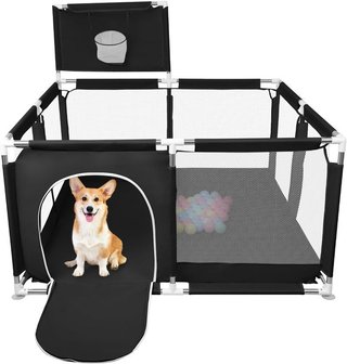 Parque infantil plegable 126x126x66 negro con puerta - HUOLE