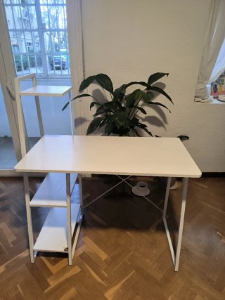 Escritorio Blanco con Estantería Lateral