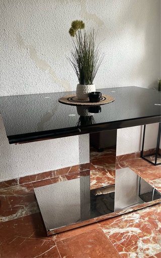 Mesa de Salón de Cristal y Metal
