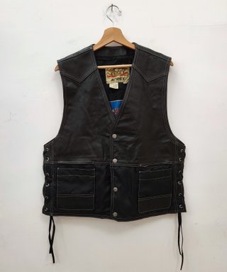 Vintage Avirex leather biker vest gilet motorcycle