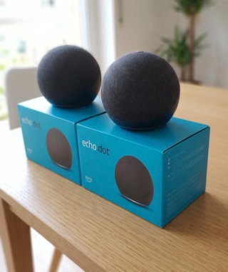 Lote 2 Altavoces Amazon Echo Dot (Esféricos)+Cajas
