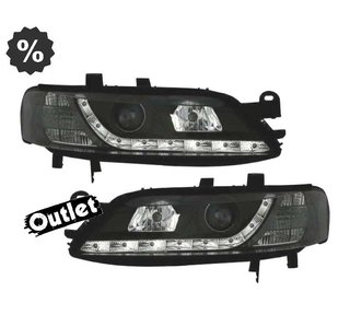 EV FAROS PARA OPEL VECTRA B 96-98 LUZ DIURNA LED FONDO NEGRO