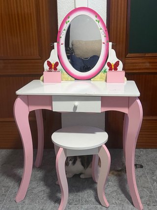 Tocador Infantil con Espejo y Taburete