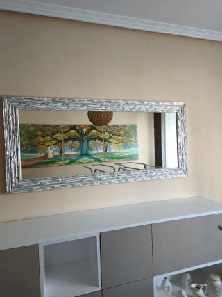 Espejo de Pared Grande 147x67 cm Plateado