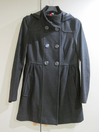 Cappotto nero H&M doppio petto con cappuccio