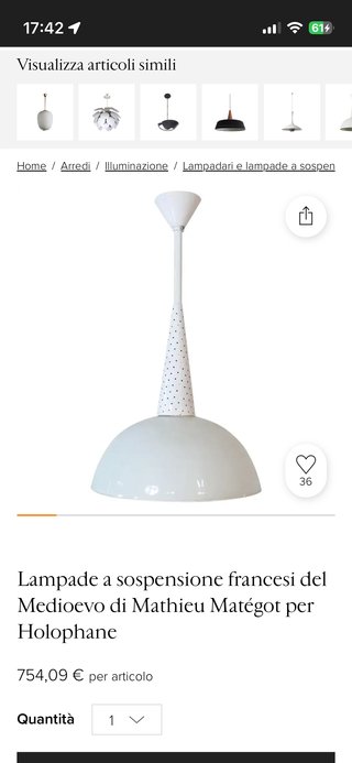 Lampadario Mathieu Mategot per Holophane