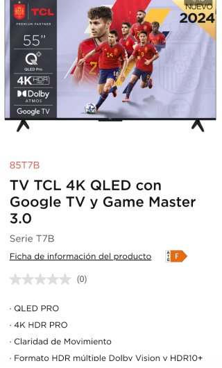 Smart TV TCL 55 4K QLED Serie T7B