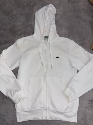 Chaqueta con capucha Lacoste blanca