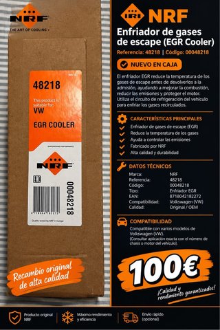 Enfriador de gases de escape (EGR) NRF 48218