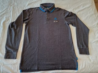 Polo de manga larga gris y azul