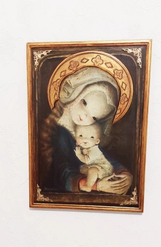Retablo de Madera con Imagen Religiosa