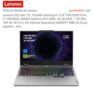 Portátil Gaming Lenovo LOQ 15.6 gen 10  i7 32ram 1