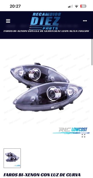 Faros Bi-Xenon con luz de curva Seat leon mk2