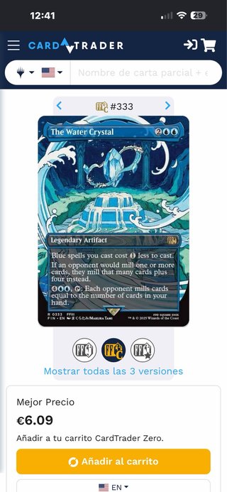 Carta Magic The Water Crystal (FFIII)