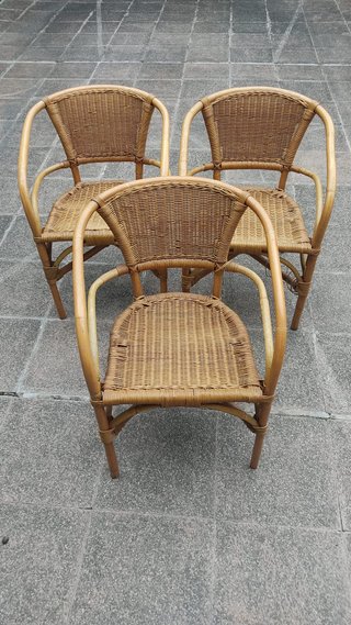 Set de 3 sillas de mimbre