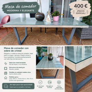 Mesa de Comedor con Sobre de Cristal