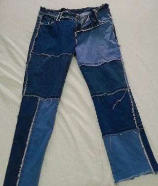 Jeans Shein patchwork blu taglia L