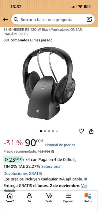 Auriculares Inalámbricos Sennheiser RS 120-W