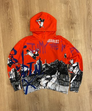 Sudadera Dsquared2 original naranja con capucha