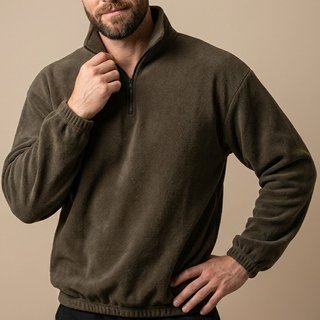 Felpa Verde Militare Collo Alto con Zip Tg L Uomo