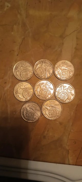 Lote 8 Monedas 50 Pesetas 1957