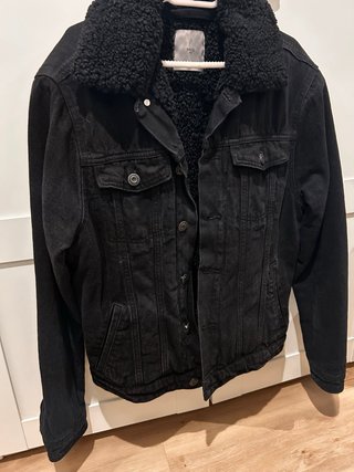 Cazadora vaquera con borrego Mango negra T-S