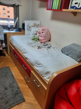 Cama nido 90x190 con cajones y colchón extra