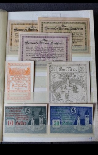 129 billetes Notgeld Austria, años 1920.