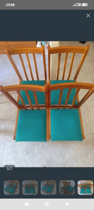 Lote de 4 sillas de madera tapizadas