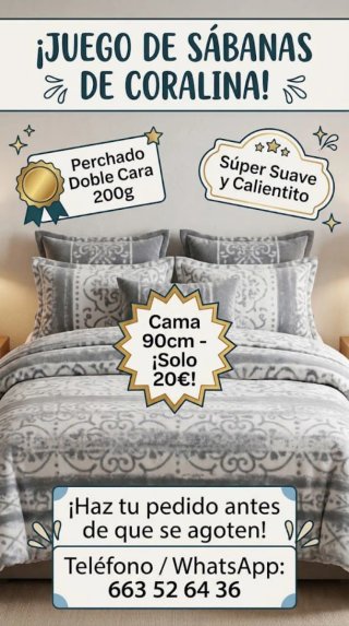 Juego de Sábanas Coralina Cama 90cm